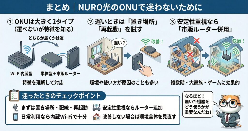 ONUは選べない。でも特徴を理解して使い方を最適化すれば快適になる