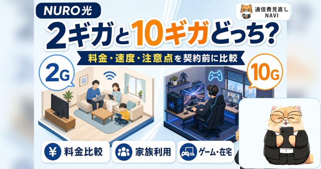 NURO光の2ギガと10ギガを料金・速度・注意点で比較したアイキャッチ画像