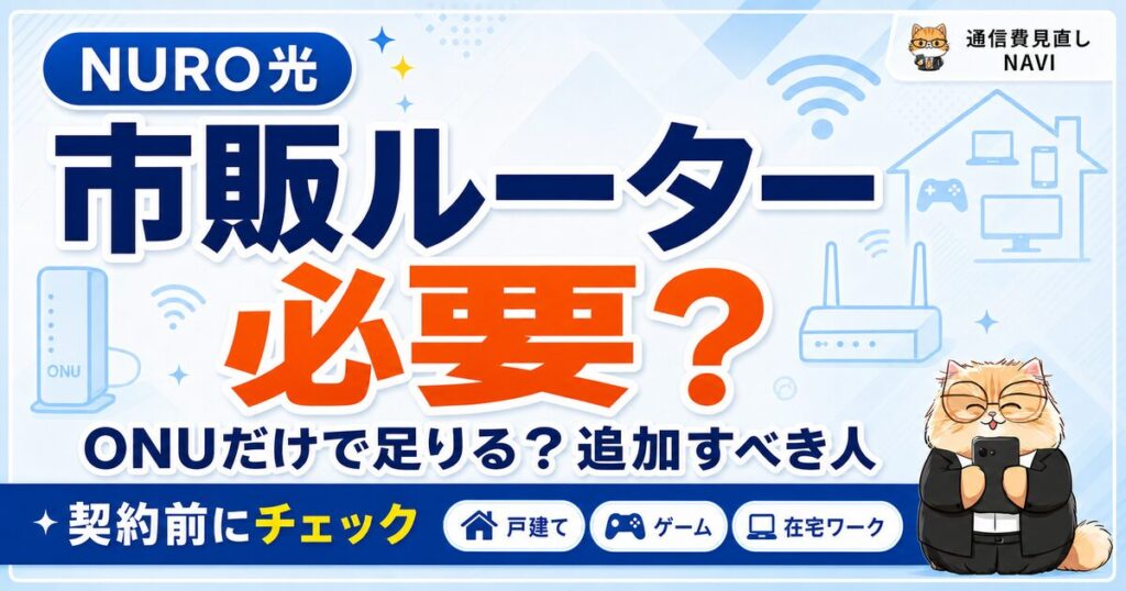 NURO光で市販ルーターが必要か、ONUだけで足りるかを契約前に確認するアイキャッチ