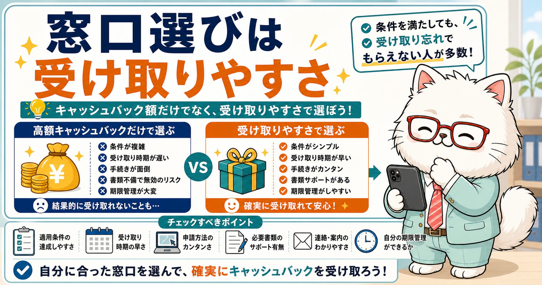 auひかりの申し込み窓口は金額より受け取りやすさで選ぶことを説明する要約画像