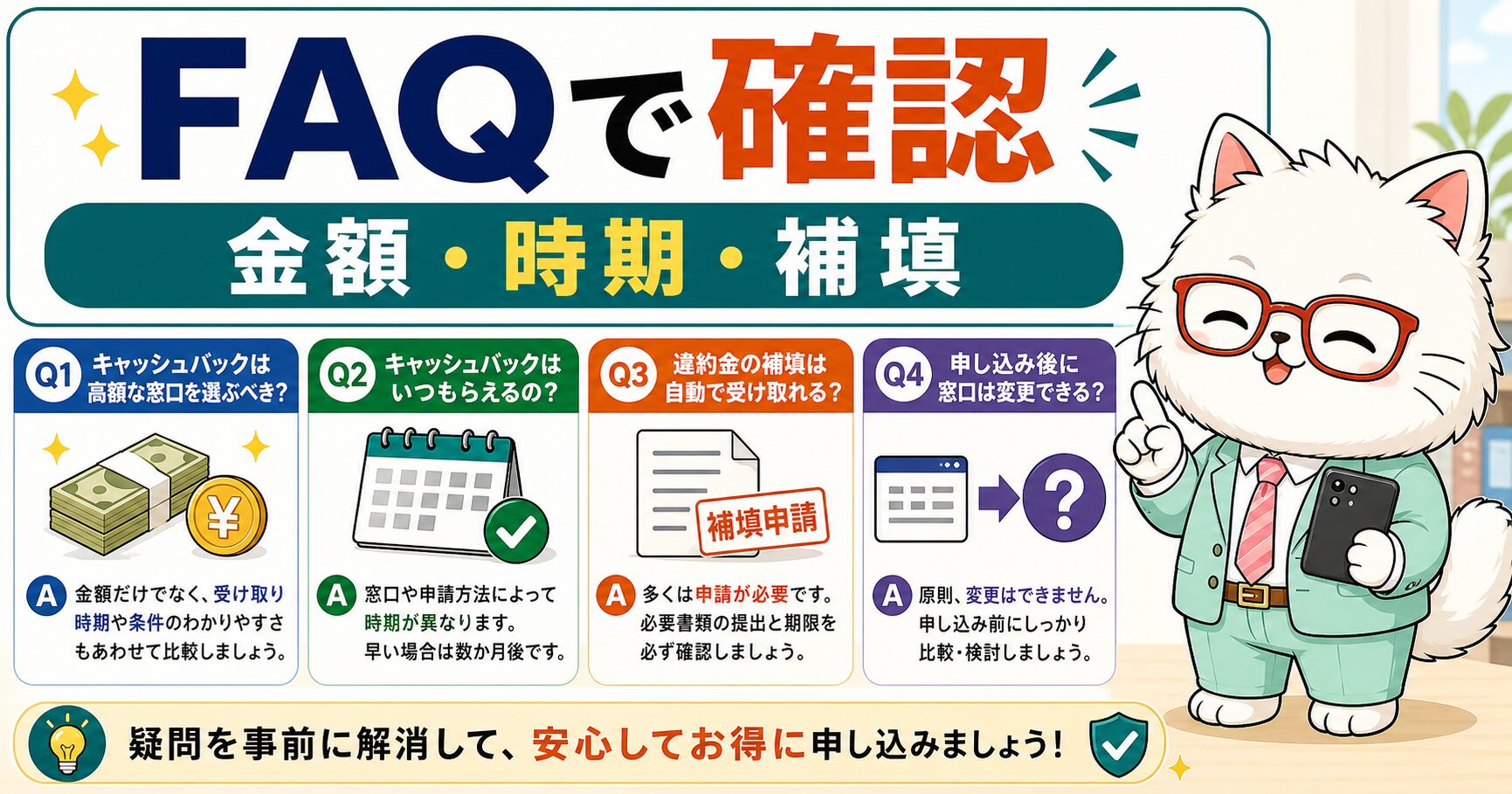 auひかり申し込みとキャッシュバックのFAQ要約画像