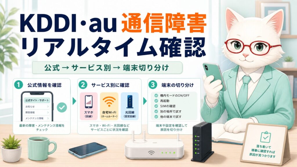 KDDI・au通信障害リアルタイム確認 アイキャッチ