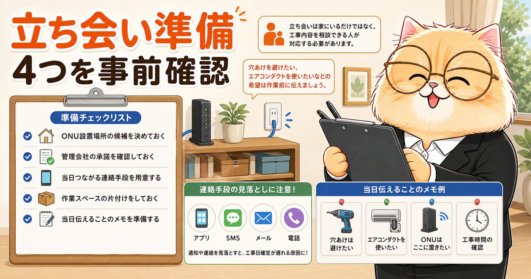 立ち会い前の準備リストを説明する要約画像