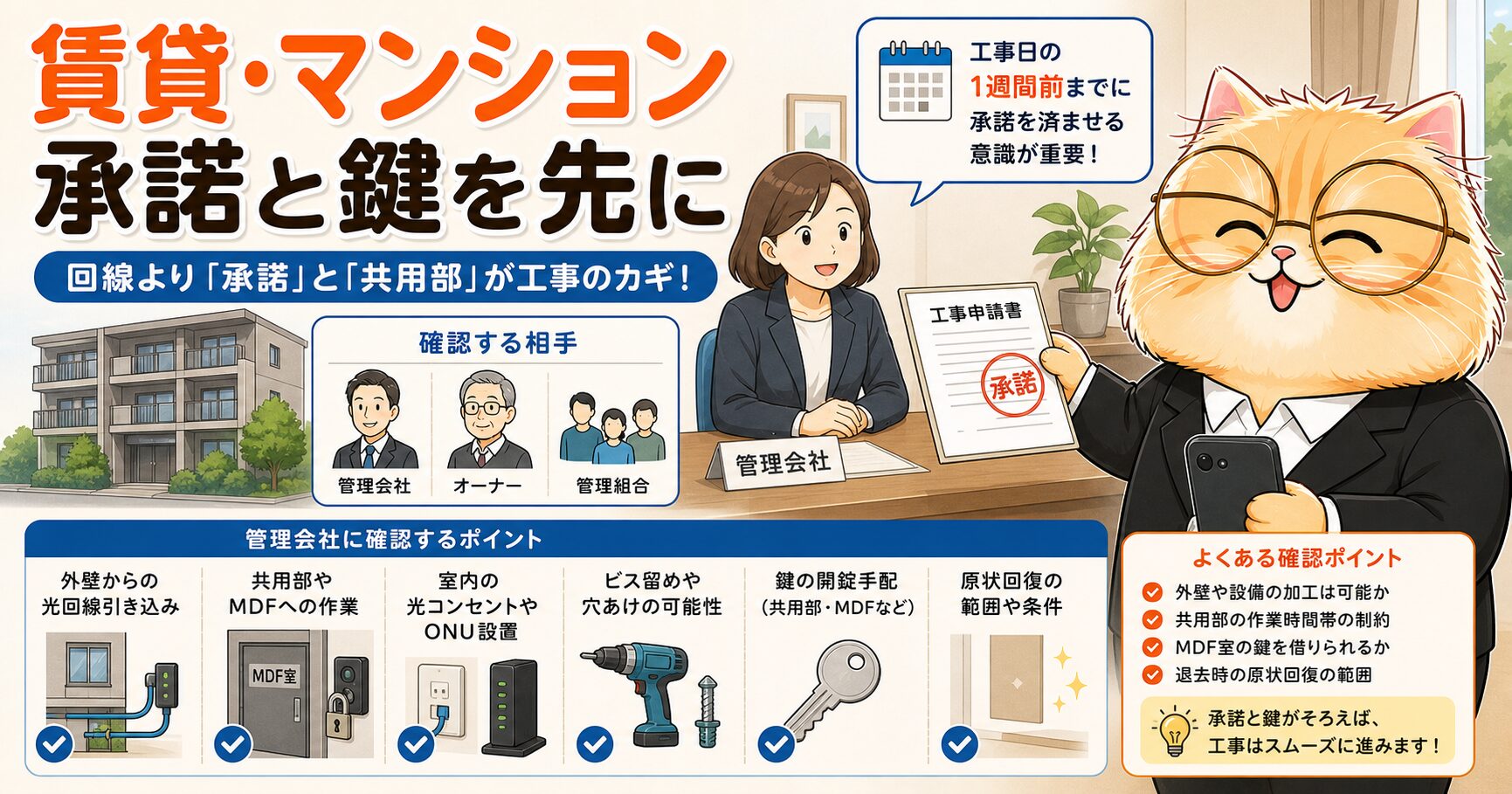 賃貸マンションの管理会社確認を説明する要約画像