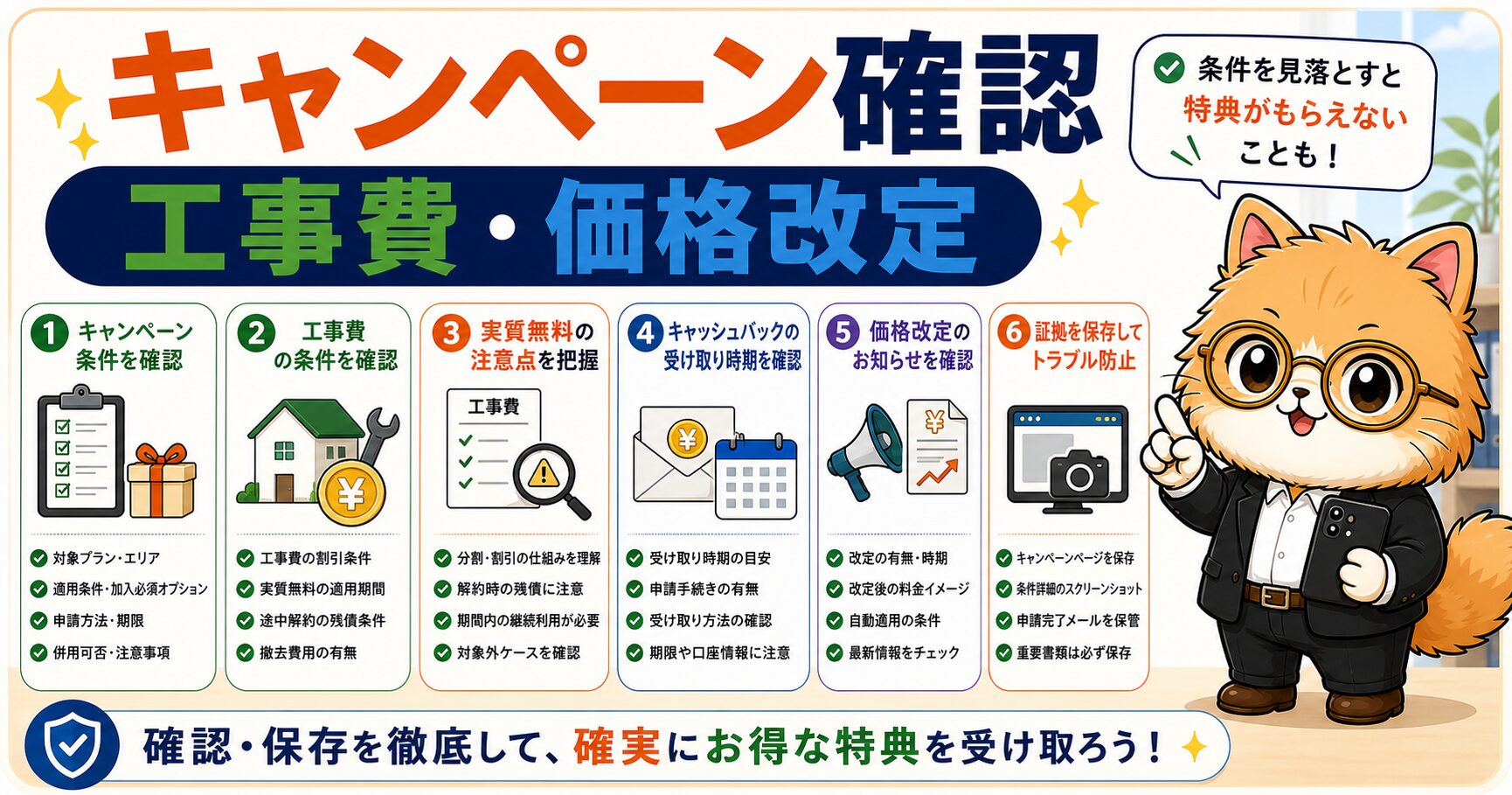 NURO光キャンペーン工事費価格改定の注意点を説明する要約画像