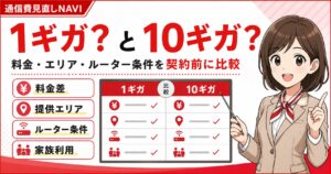 ソフトバンク光1ギガと10ギガの料金・エリア・ルーター条件を比較するアイキャッチ