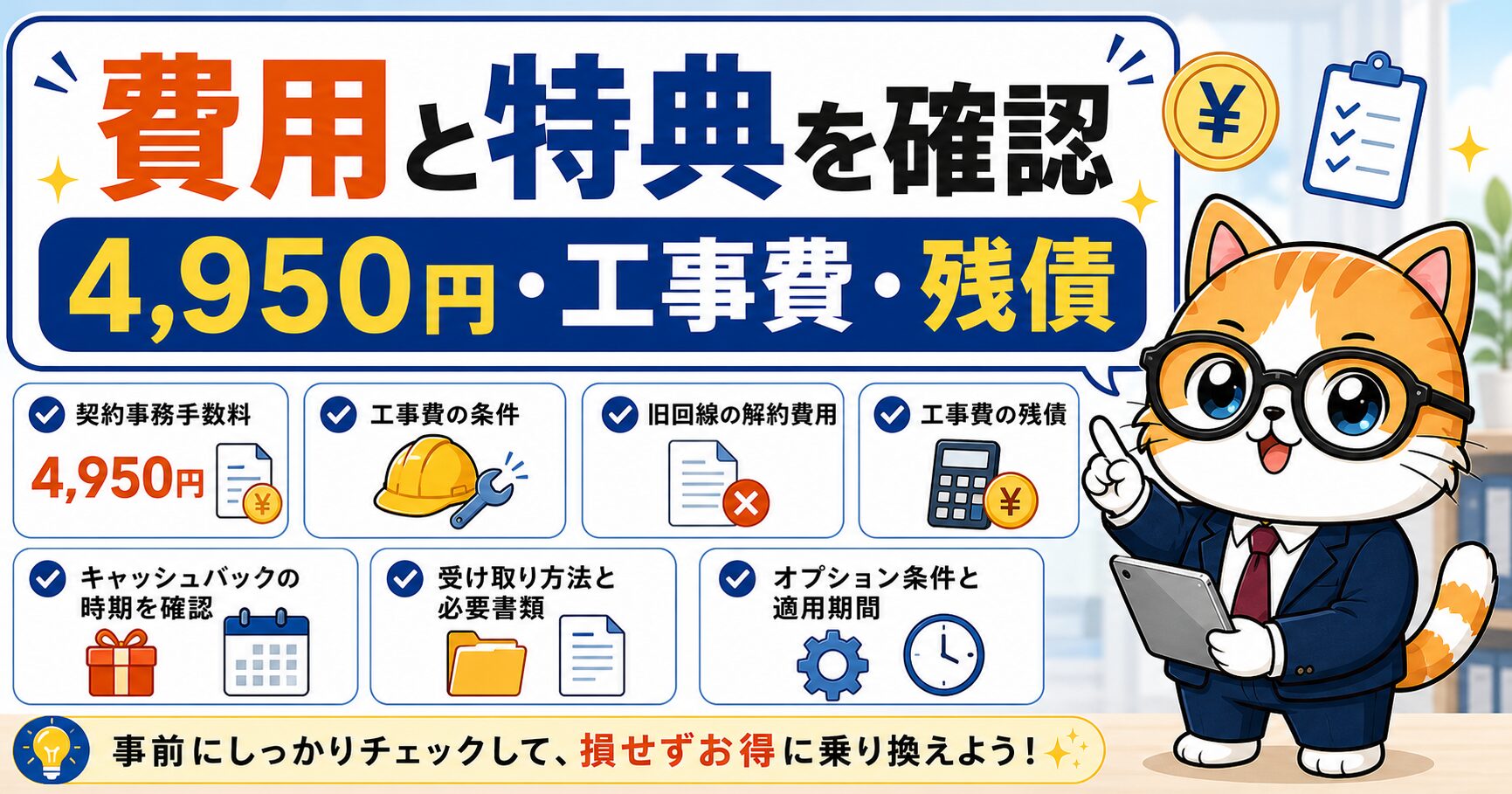 ソフトバンク光の申し込み前に確認する費用とキャンペーン条件の要約画像