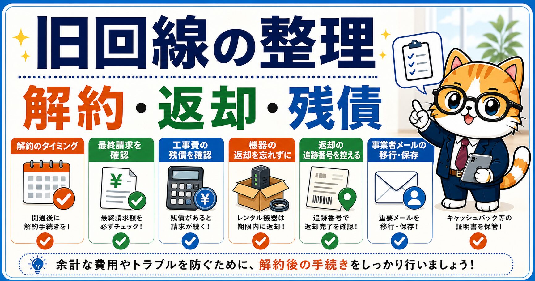 旧回線の解約返却残債で失敗しないための要約画像