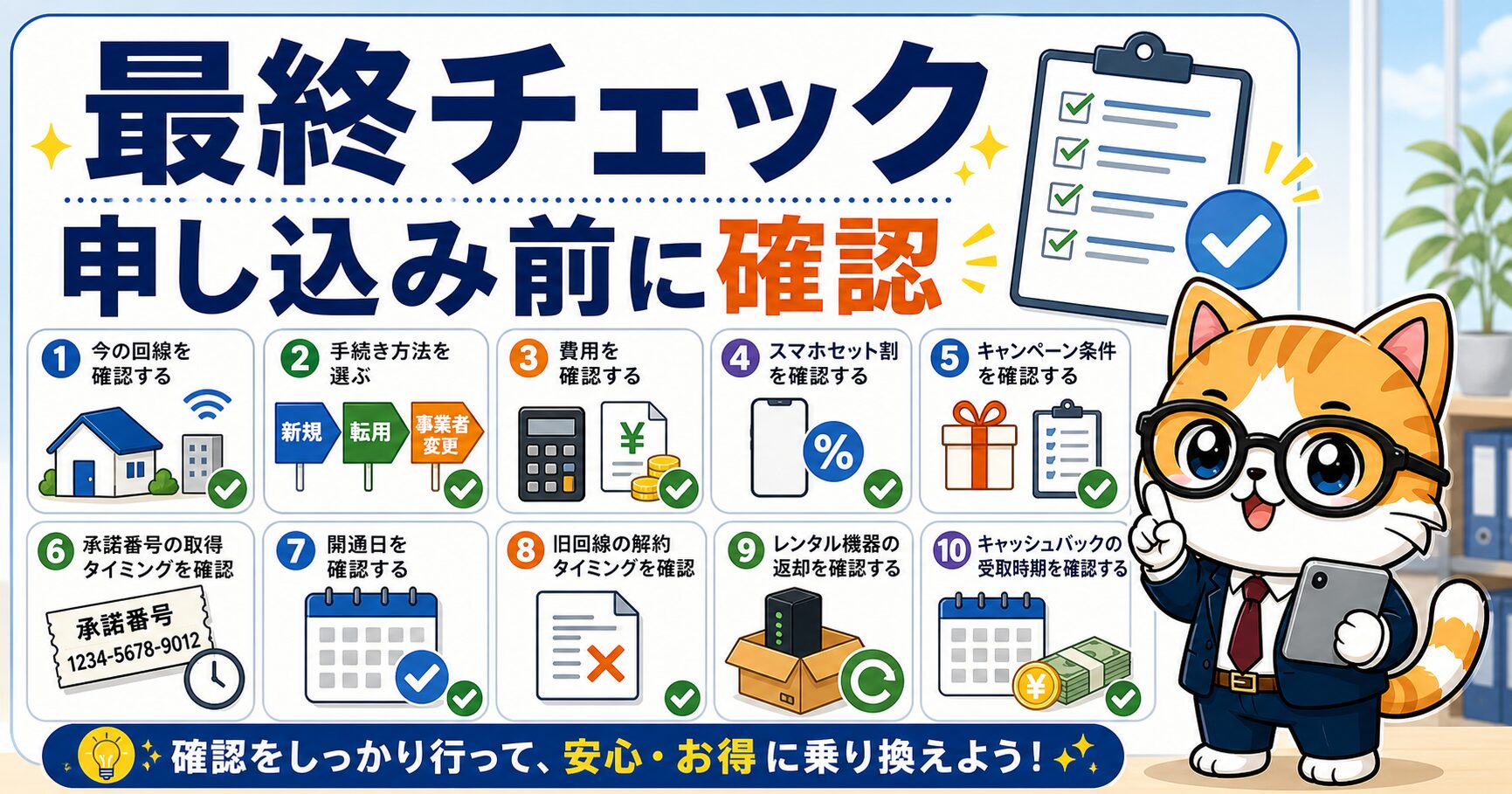ソフトバンク光へ申し込む前の最終チェックを説明する要約画像