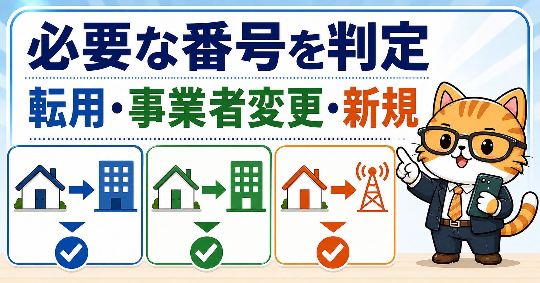 転用承諾番号と事業者変更承諾番号が必要なケースを説明する要約画像