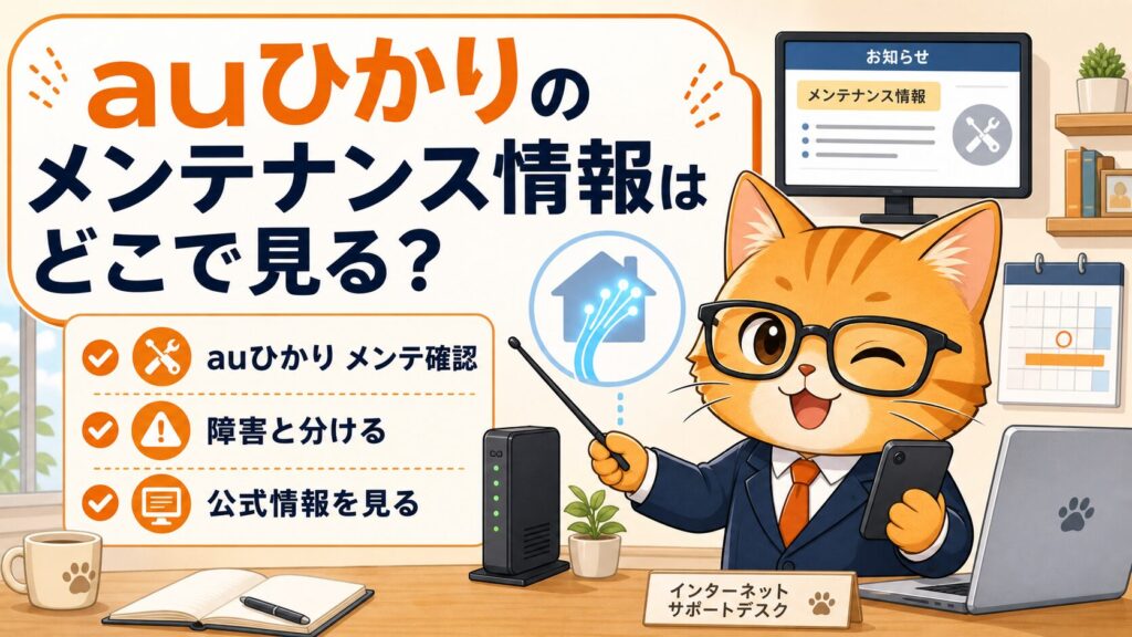 auひかりのメンテナンス情報の確認手順