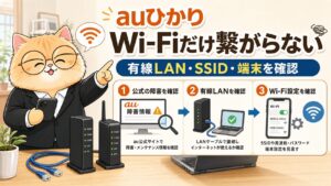 auひかりでWi-Fiだけ繋がらない時に有線LANとSSIDを確認する