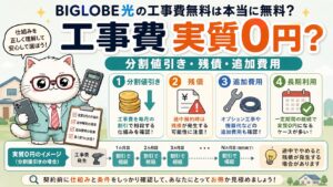 BIGLOBE光の工事費実質0円を残債と追加費用で判断する