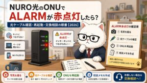 NURO光のONUでALARM赤点灯した時の確認順