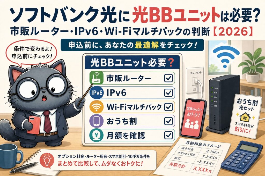 ソフトバンク光の光BBユニットが必要か市販ルーターとIPv6で判断する