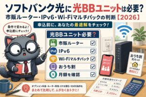 ソフトバンク光の光BBユニットが必要か市販ルーターとIPv6で判断する