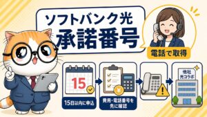 ソフトバンク光の事業者変更承諾番号を電話で取得し15日以内に申し込む