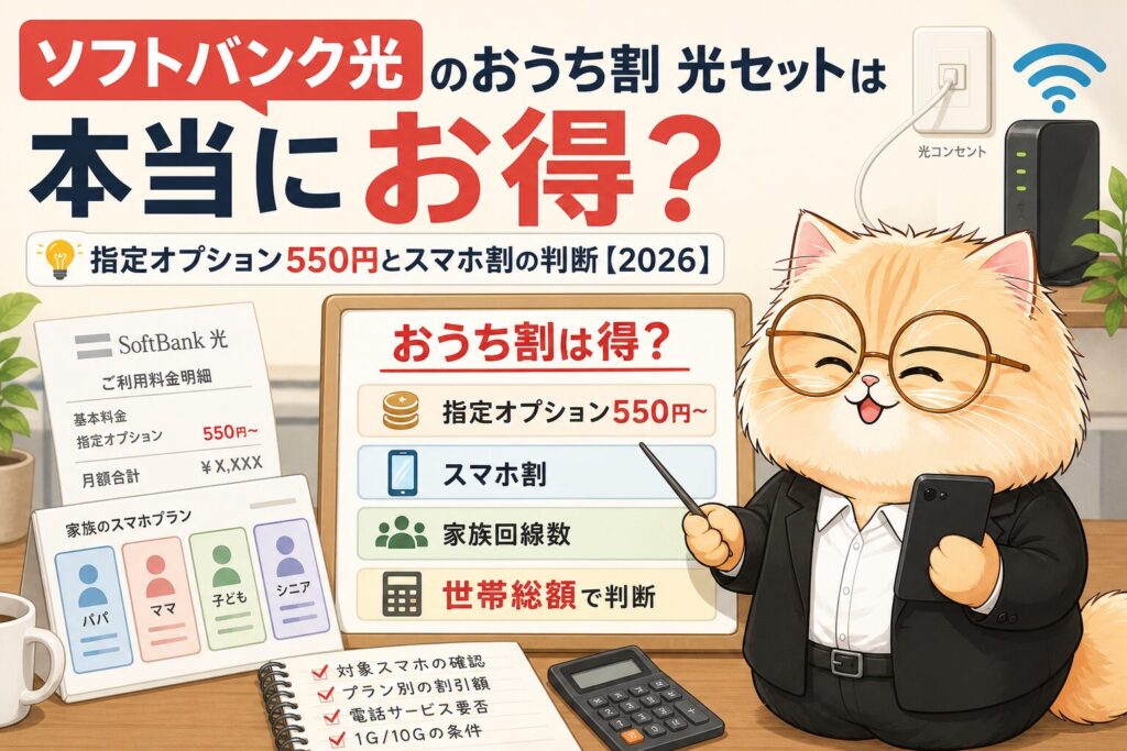 ソフトバンク光のおうち割が本当に得か指定オプションとスマホ割で判断する