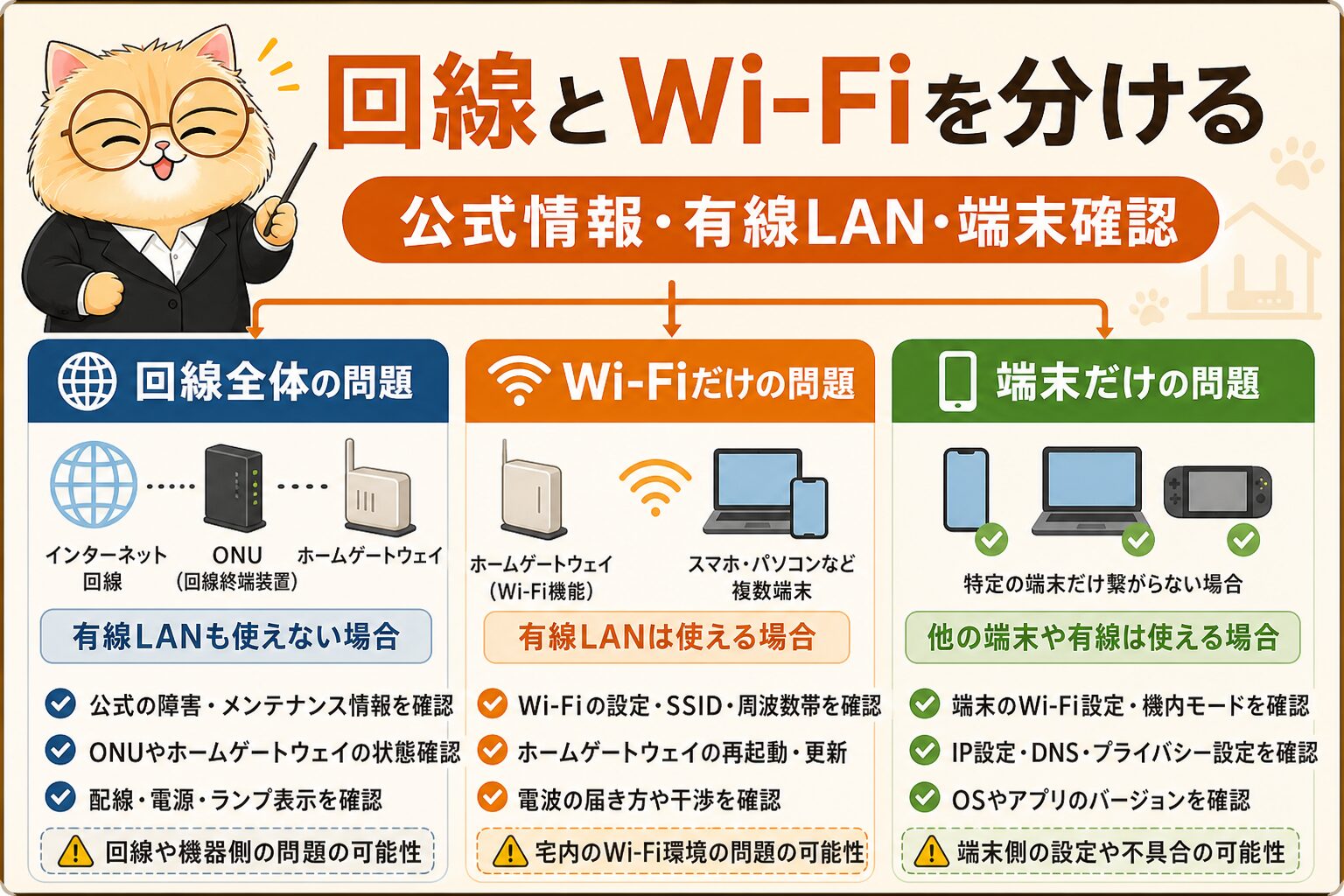 auひかりでWi-Fiだけ繋がらない時は公式障害情報と有線LANを確認する