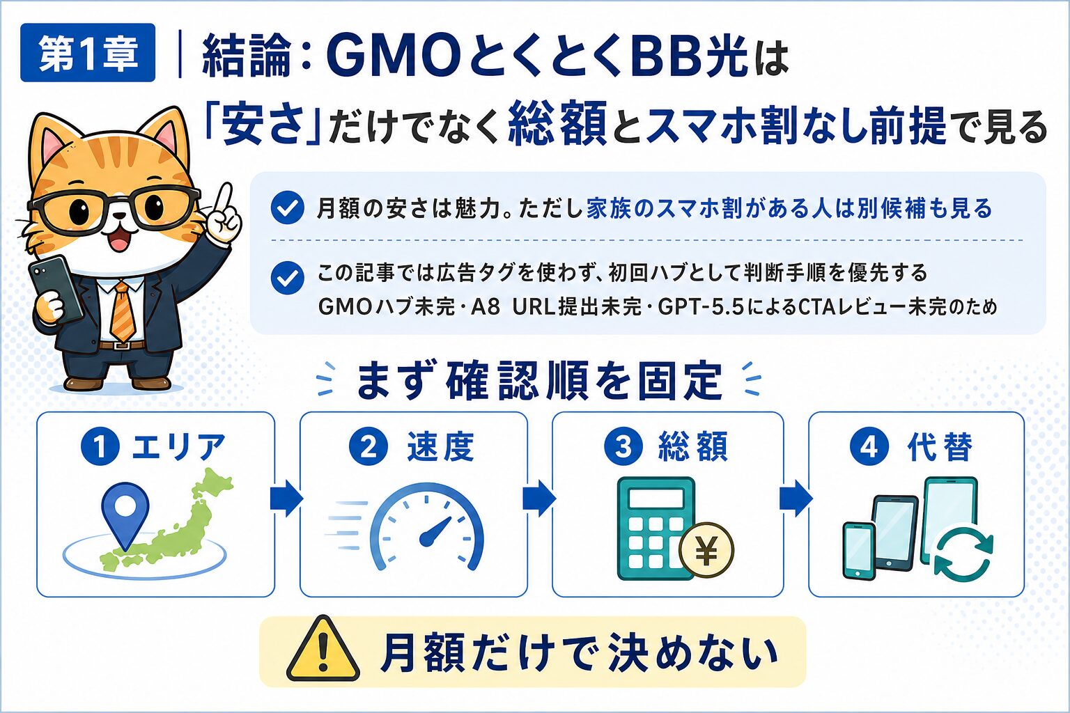 GMOとくとくBB光を料金エリア工事費スマホ割で確認する