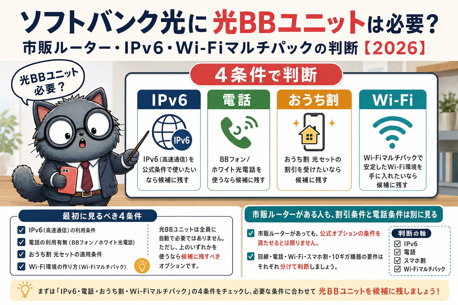 ソフトバンク光の光BBユニットが必要か判断する