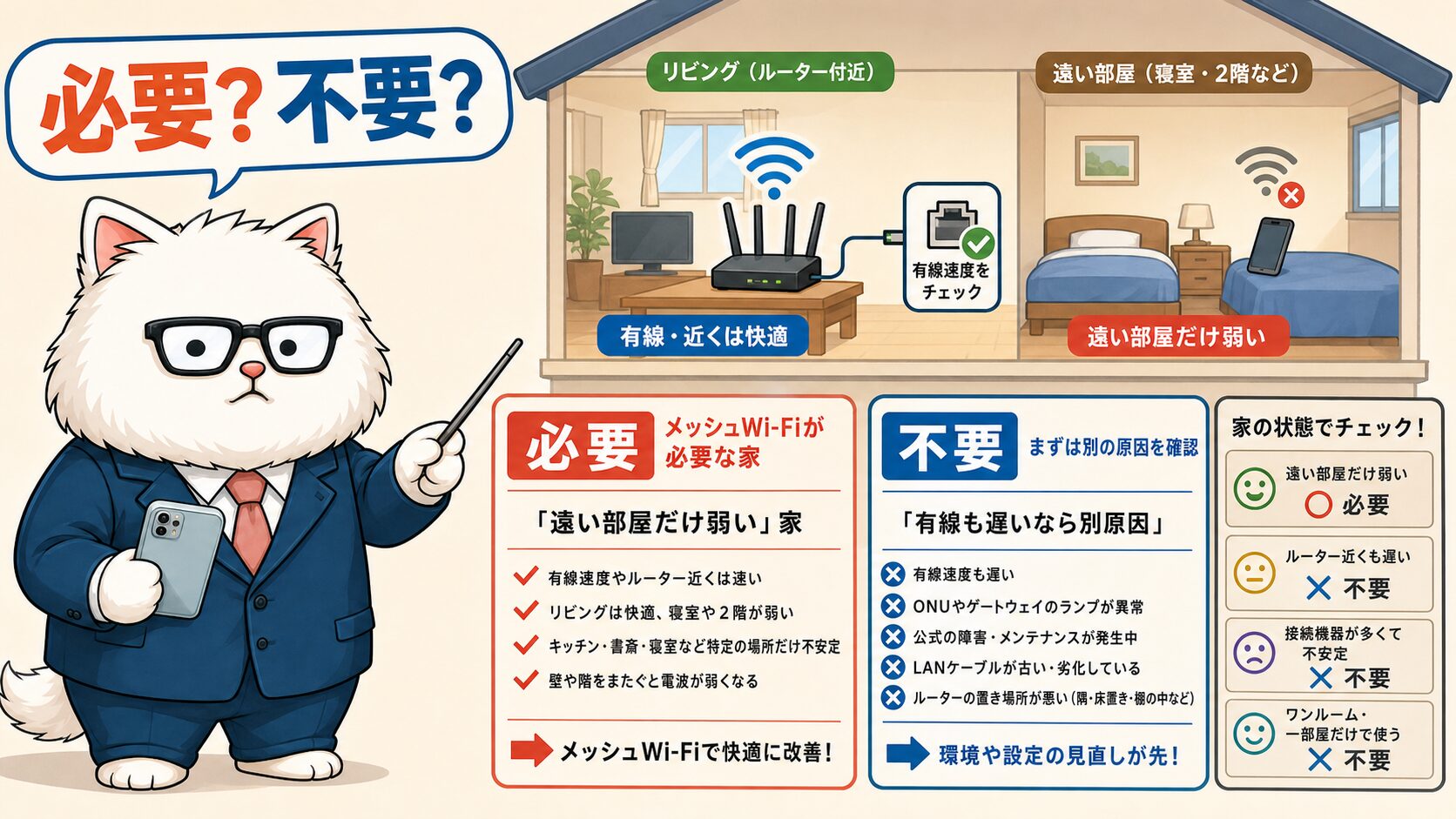 メッシュWi-Fiが必要な家と不要な家の判断