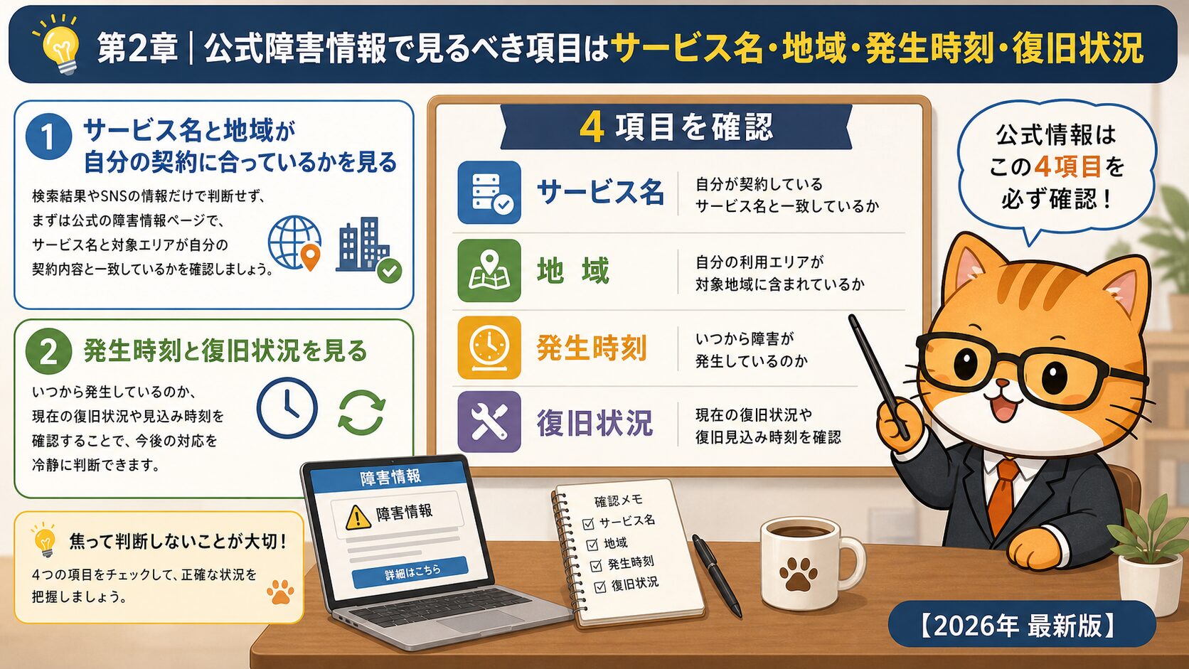 au公式のインターネット障害情報で対象サービスと地域を確認する