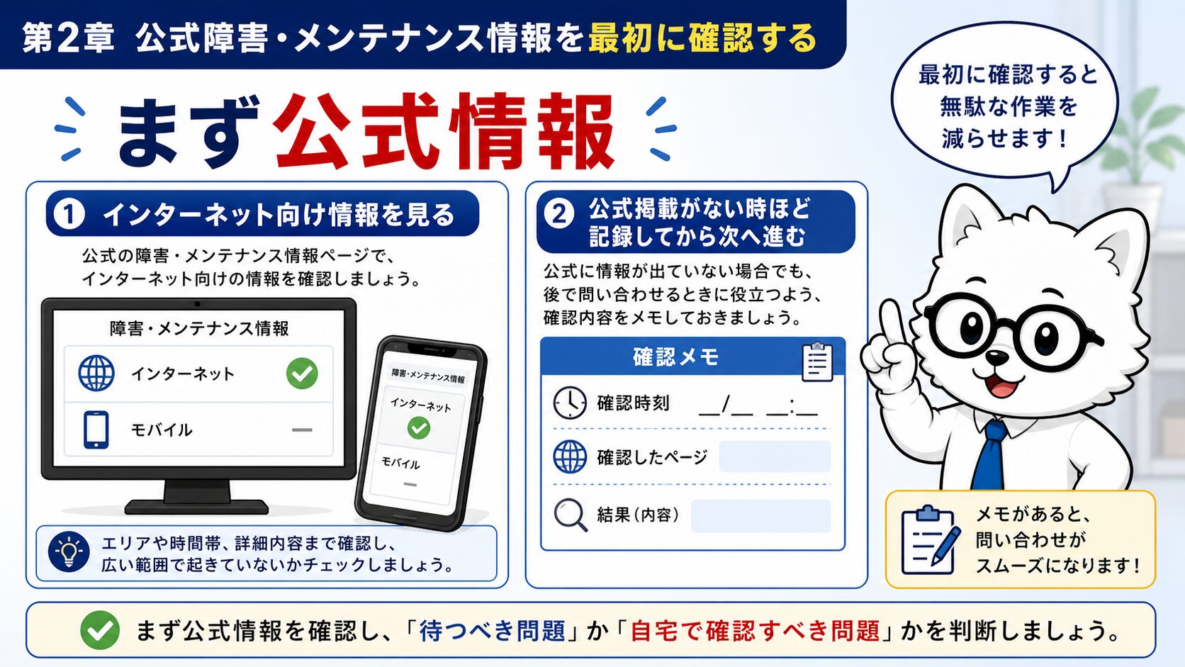 auひかりの公式障害情報とメンテナンス情報を最初に確認する