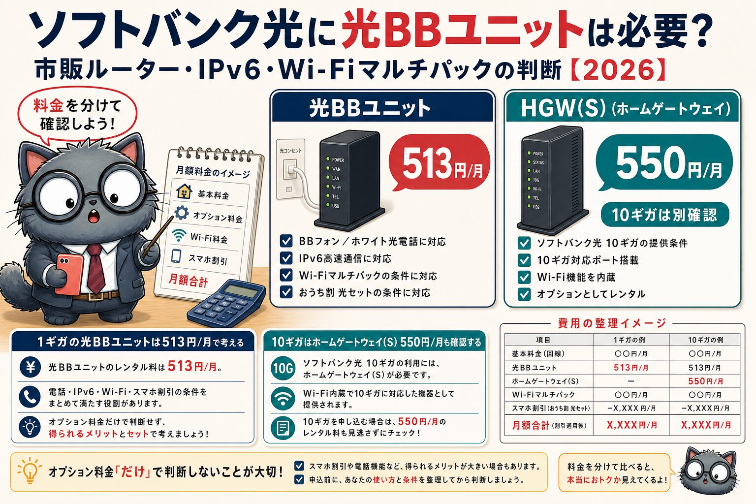 光BBユニットの月額料金とホームゲートウェイSを確認する