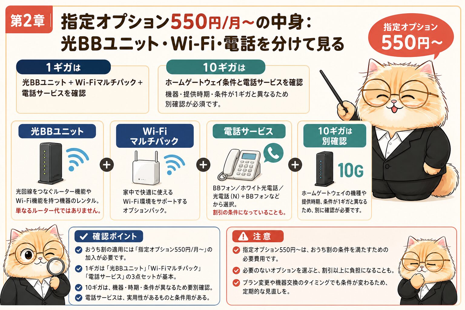 ソフトバンク光の指定オプション550円の中身を確認する