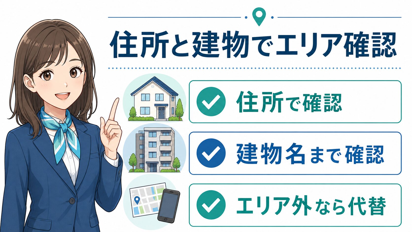メガエッグ光のエリア確認は住所と建物単位で見る
