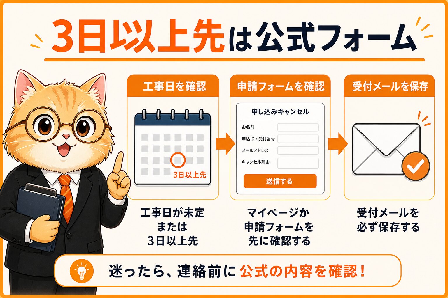 NURO光の工事日未定または3日以上先のキャンセル手順