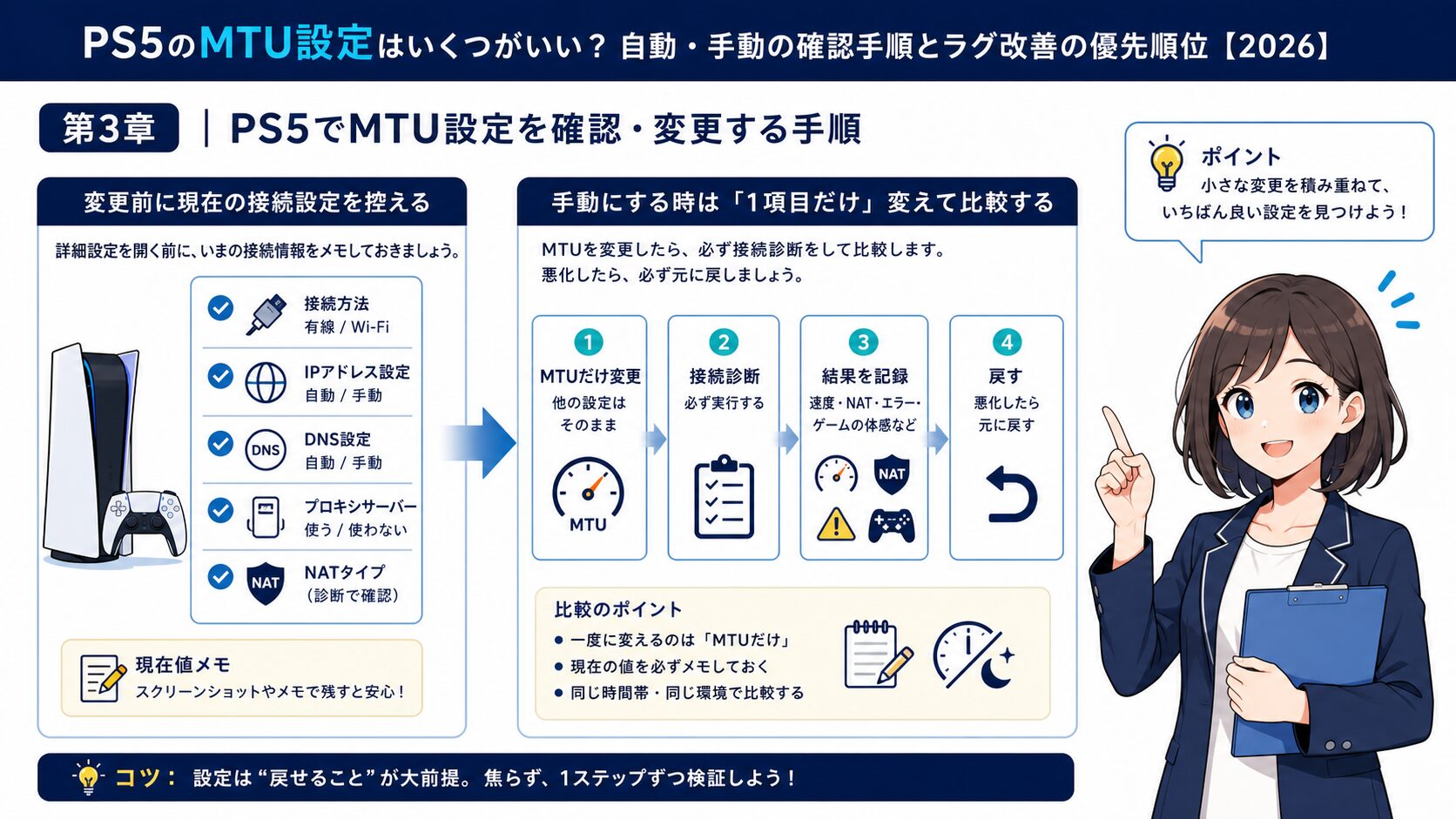 PS5でMTU設定を確認して変更する手順