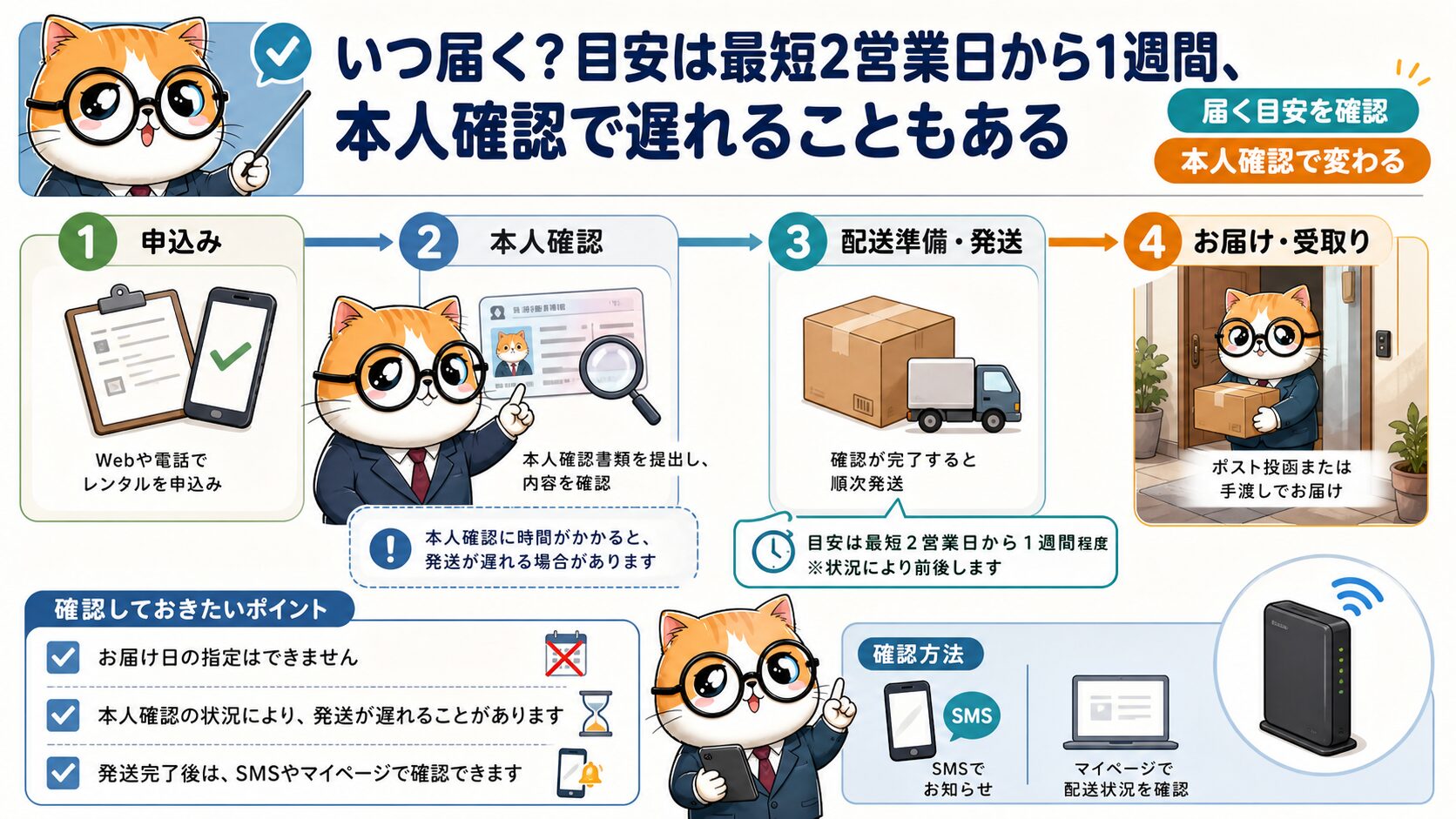 ソフトバンク光の開通前レンタルが届く目安と配送確認を整理する