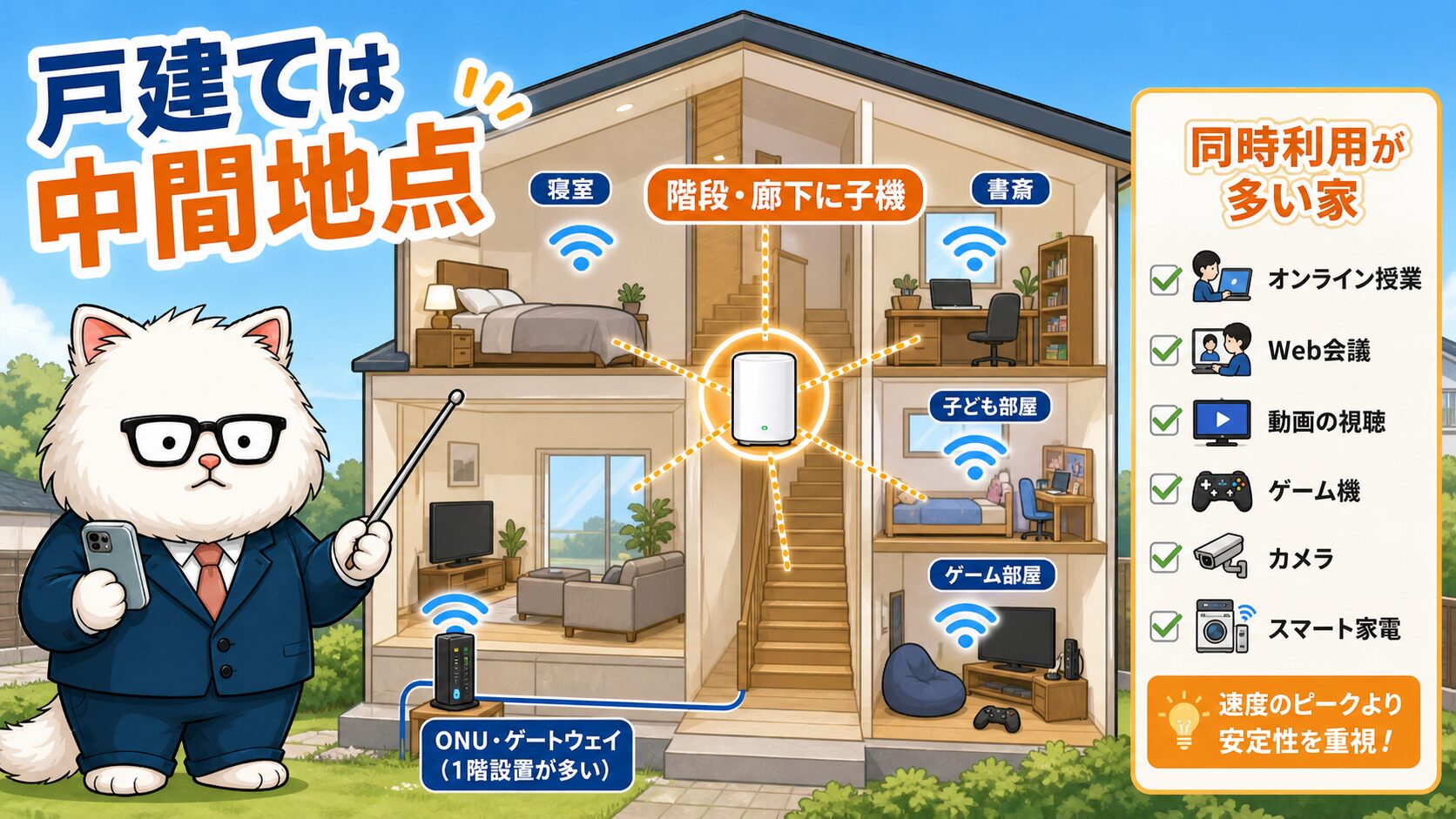 戸建てでメッシュWi-Fiが必要になりやすい条件