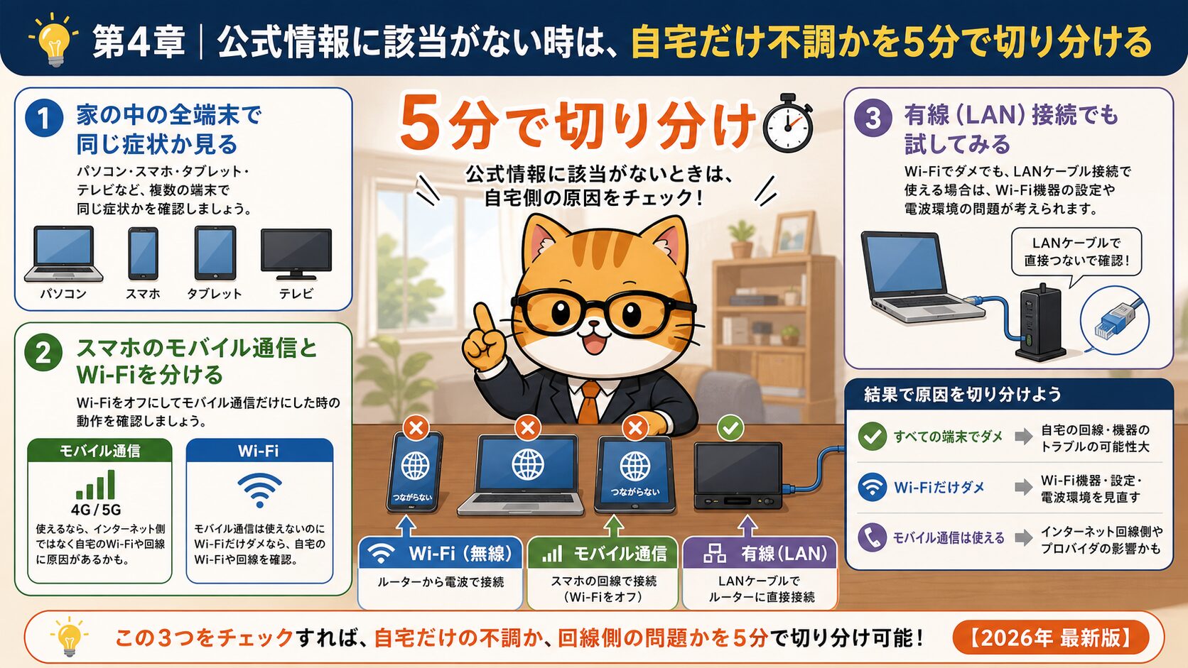 auひかりが自宅だけ繋がらないか端末別に確認する