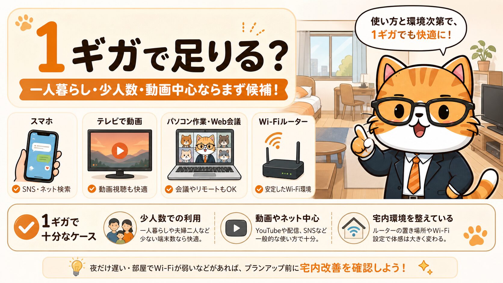 BBIQ 1ギガは一人暮らしや少人数なら十分なケースが多い