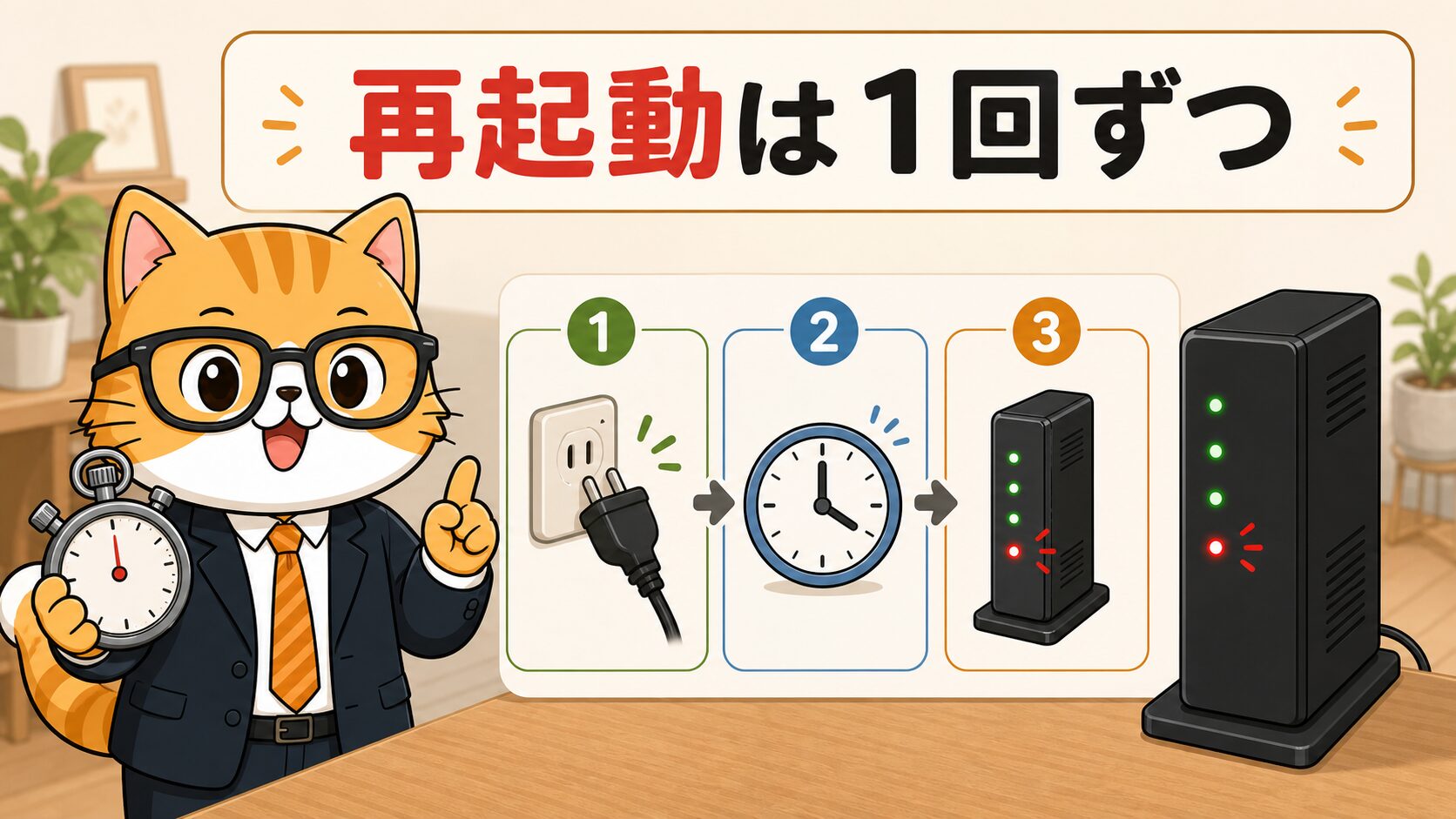 NURO光ONUの赤点滅で再起動してよい状態と待つ状態