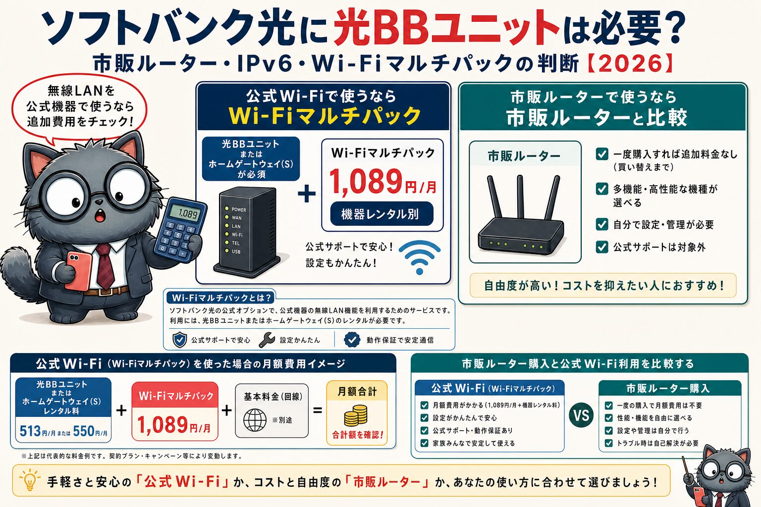 Wi-Fiマルチパックと光BBユニットの料金を確認する