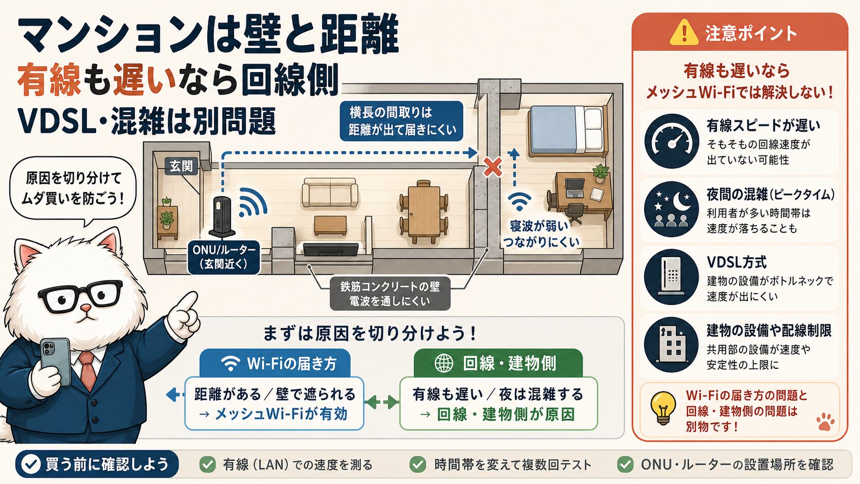 マンションでメッシュWi-Fiが必要なケース