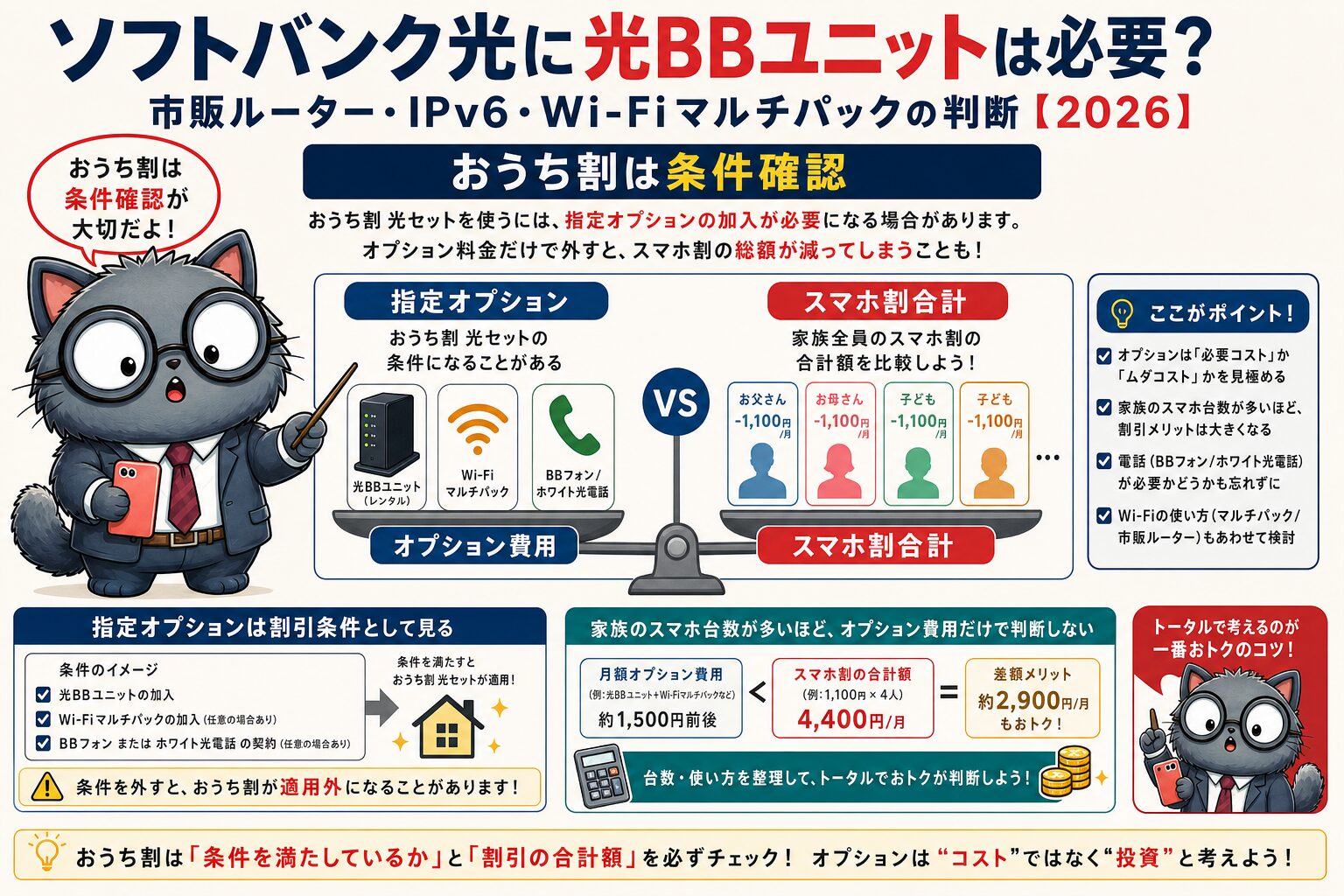 おうち割 光セットと光BBユニットの指定オプションを確認する