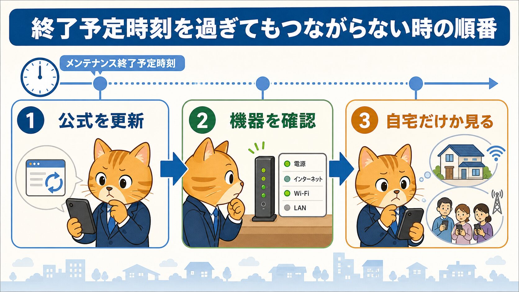 メンテナンス終了後もつながらない時の確認順