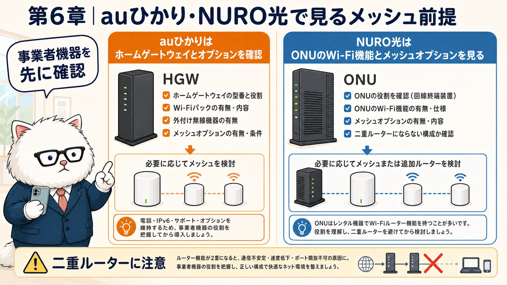auひかりとNURO光でメッシュWi-Fiを考える前提