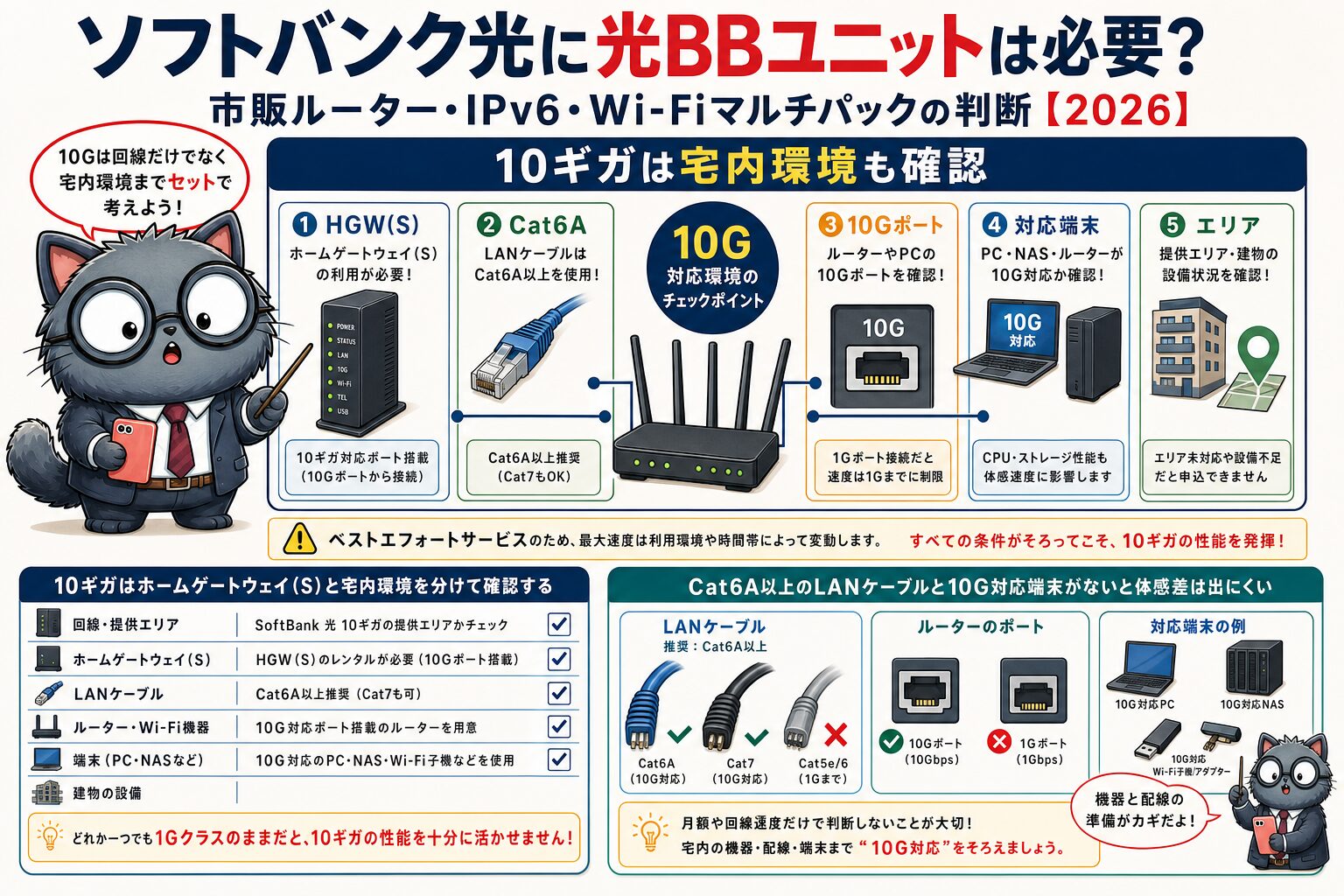 ソフトバンク光10ギガで必要なホームゲートウェイとLAN環境を確認する