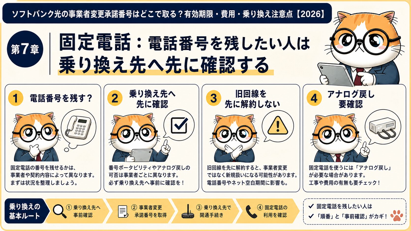 ソフトバンク光の固定電話番号を事業者変更で継続する注意点