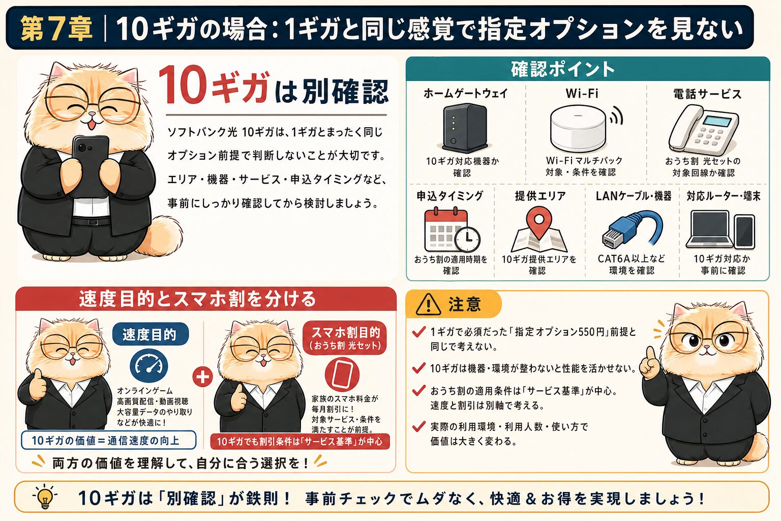 ソフトバンク光10ギガのおうち割は1ギガと条件を分けて確認する