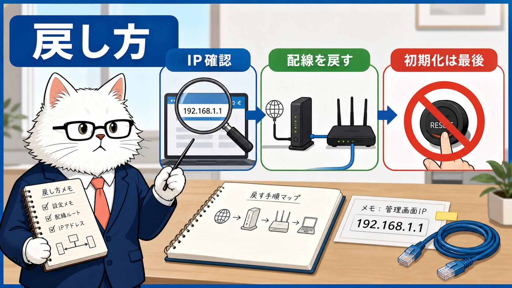 ブリッジモードでつながらない時の戻し方と初期化注意