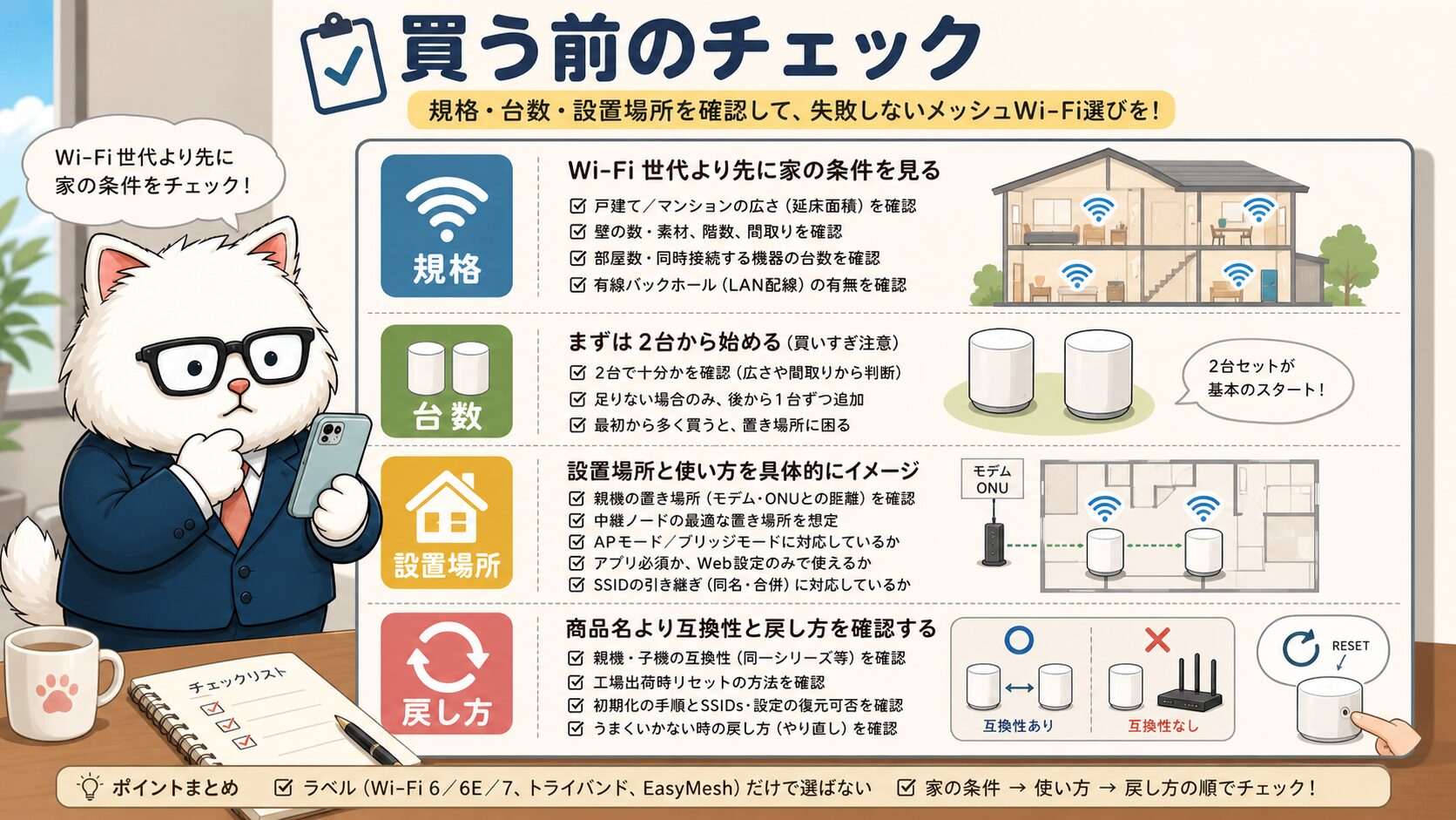 メッシュWi-Fiを買う前に確認する規格と台数