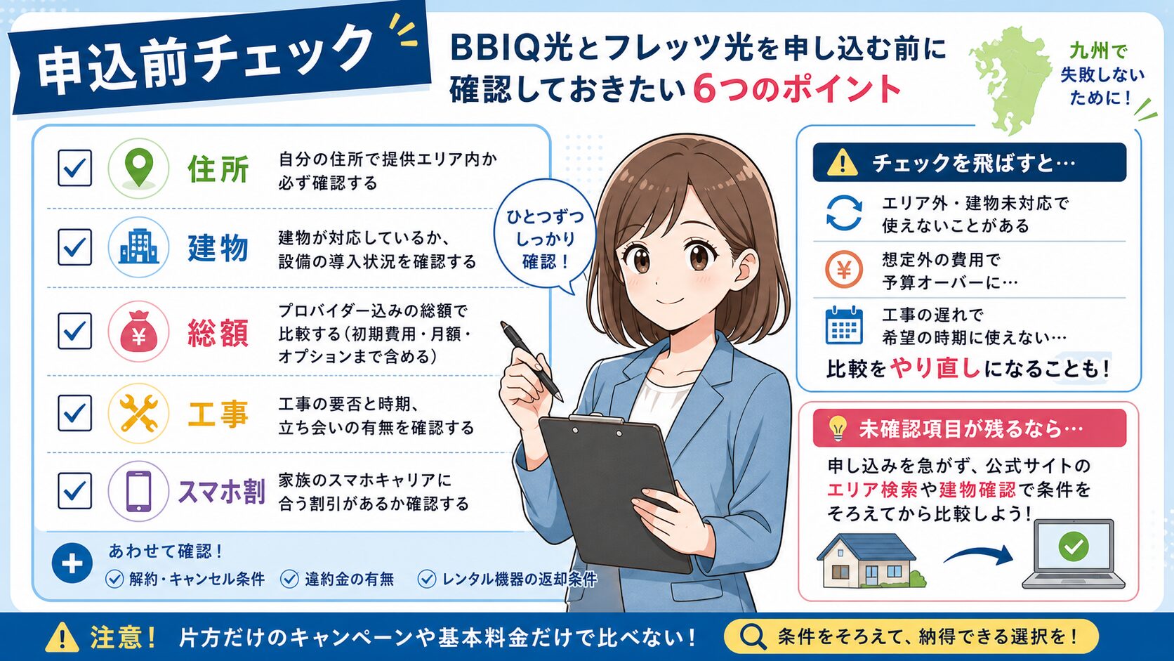 BBIQ光とフレッツ光の申し込み前チェックリスト