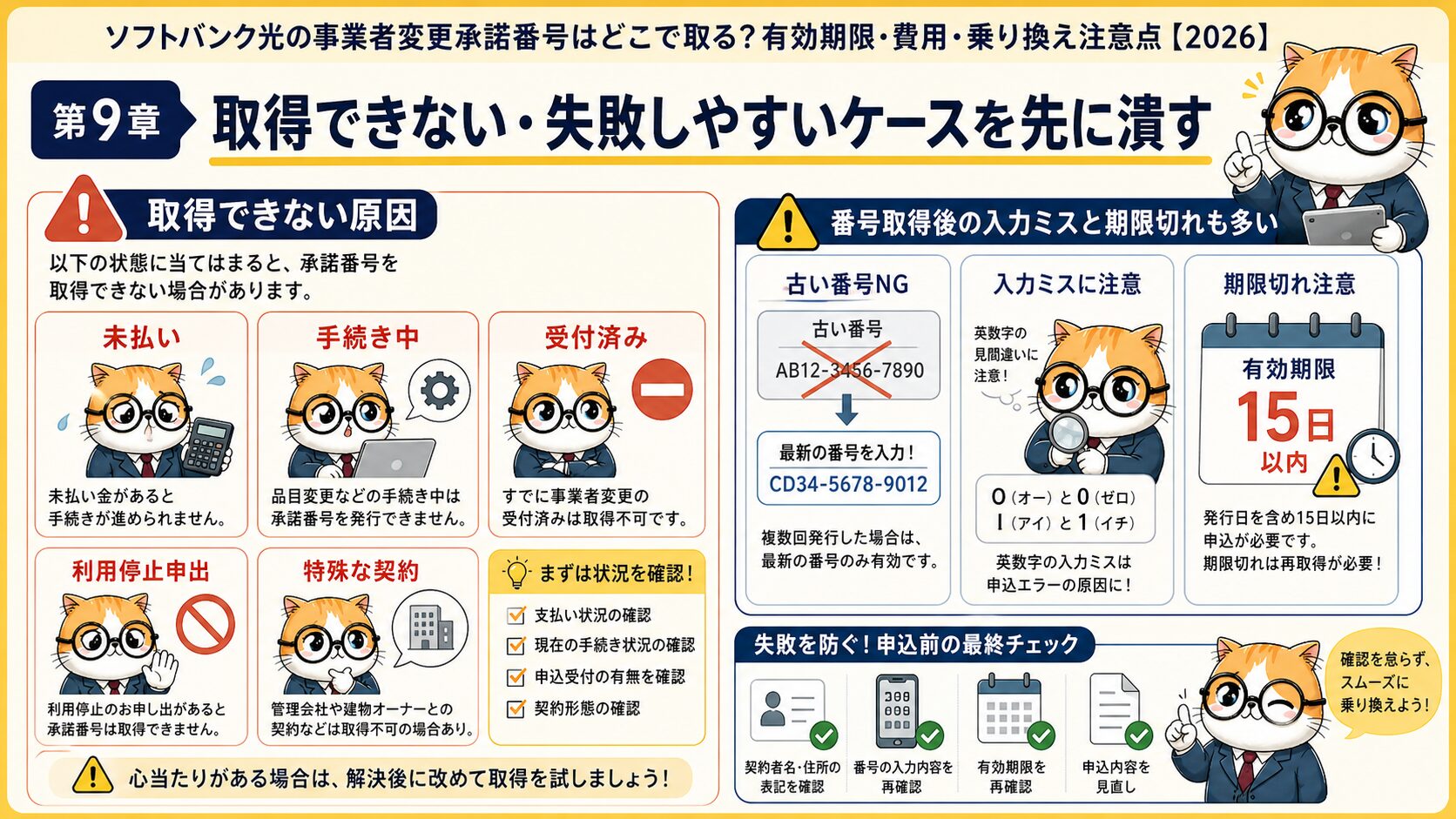 ソフトバンク光の事業者変更承諾番号が取得できない原因と失敗対策